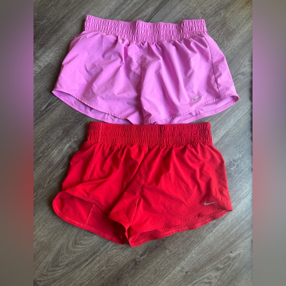 Nike Pink and Red Running Shorts Duo Size N